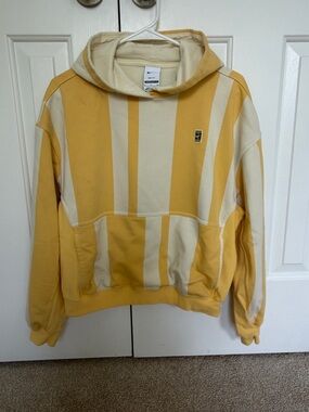Nike Yellow and Cream Striped Hoodie